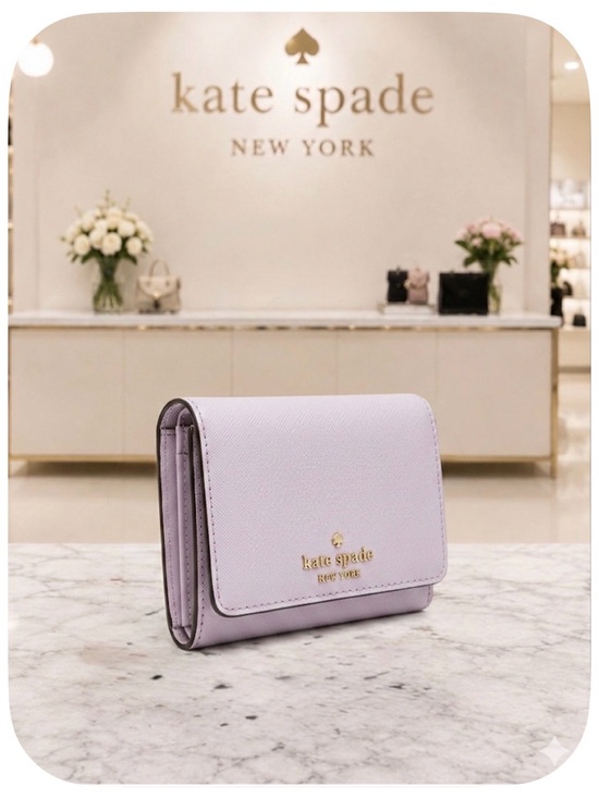 kate spade Handbags - Kate Spade NY Trifold Wallet in Pale Lavender with Gold Logo - EUC